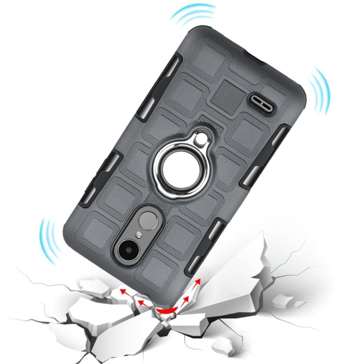 For LG K8 (2017) EU Version 3 In 1 Cube PC + TPU Protective Case with 360 Degrees Rotate Silver Ring Holder