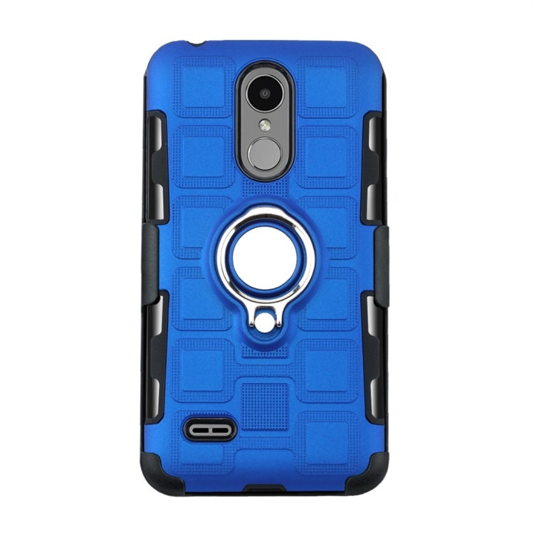 For LG K8 (2017) EU Version 3 In 1 Cube PC + TPU Protective Case with 360 Degrees Rotate Silver Ring Holder