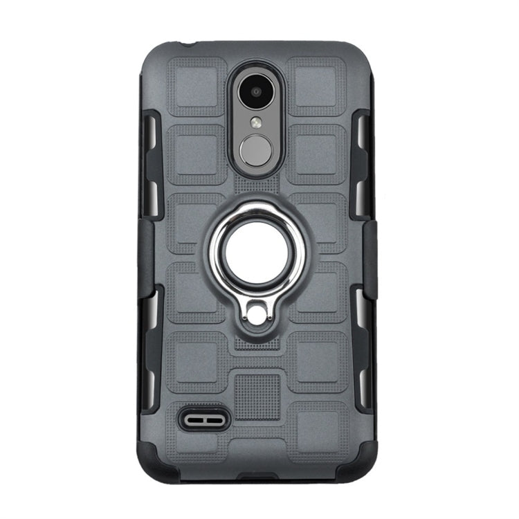 For LG K8 (2017) EU Version 3 In 1 Cube PC + TPU Protective Case with 360 Degrees Rotate Silver Ring Holder