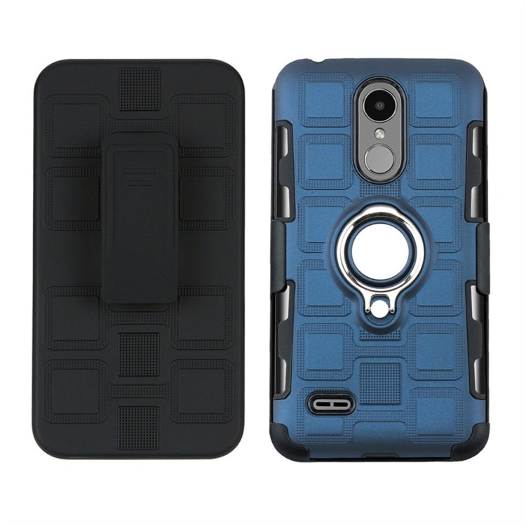 For LG K8 (2017) EU Version 3 In 1 Cube PC + TPU Protective Case with 360 Degrees Rotate Silver Ring Holder