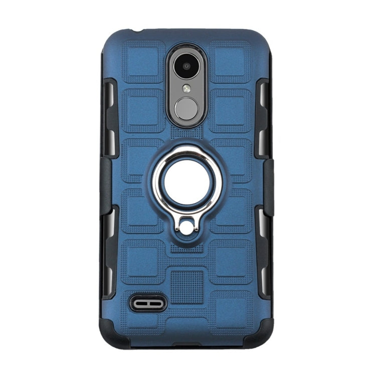 For LG K8 (2017) EU Version 3 In 1 Cube PC + TPU Protective Case with 360 Degrees Rotate Silver Ring Holder