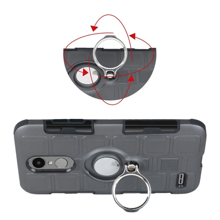 For LG K8 (2017) EU Version 3 In 1 Cube PC + TPU Protective Case with 360 Degrees Rotate Silver Ring Holder