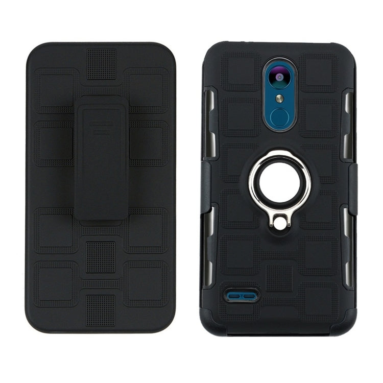 For LG K8 (2018) 3 In 1 Cube PC + TPU Protective Case with 360 Degrees Rotate Silver Ring Holder