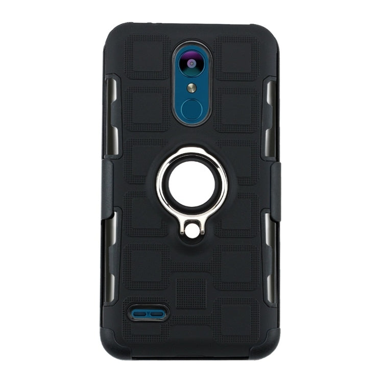 For LG K8 (2018) 3 In 1 Cube PC + TPU Protective Case with 360 Degrees Rotate Silver Ring Holder