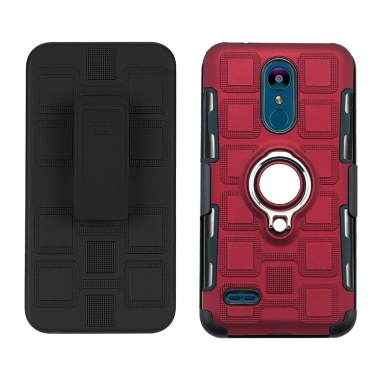 For LG K8 (2018) 3 In 1 Cube PC + TPU Protective Case with 360 Degrees Rotate Silver Ring Holder
