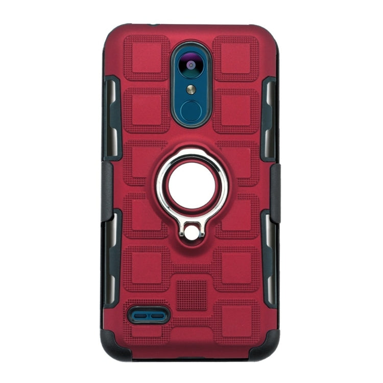 For LG K8 (2018) 3 In 1 Cube PC + TPU Protective Case with 360 Degrees Rotate Silver Ring Holder