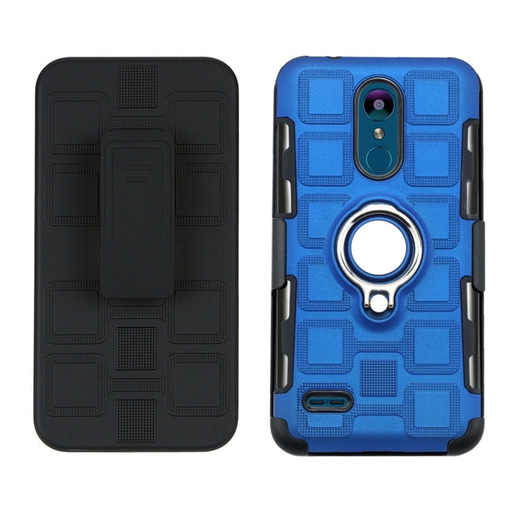 For LG K8 (2018) 3 In 1 Cube PC + TPU Protective Case with 360 Degrees Rotate Silver Ring Holder