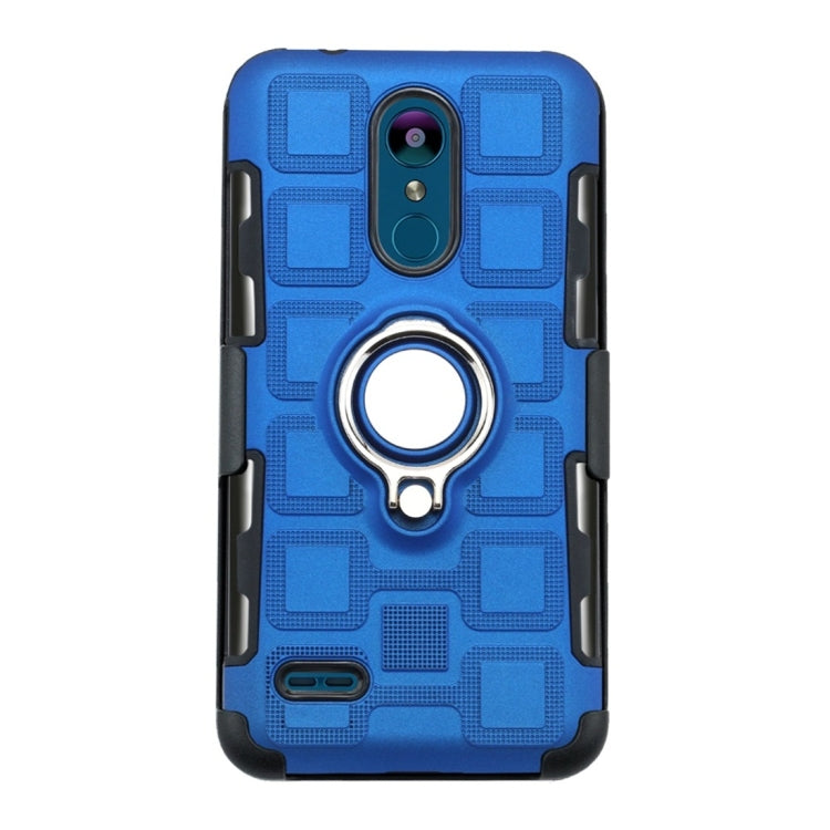 For LG K8 (2018) 3 In 1 Cube PC + TPU Protective Case with 360 Degrees Rotate Silver Ring Holder