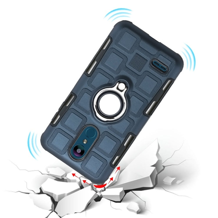 For LG K8 (2018) 3 In 1 Cube PC + TPU Protective Case with 360 Degrees Rotate Silver Ring Holder