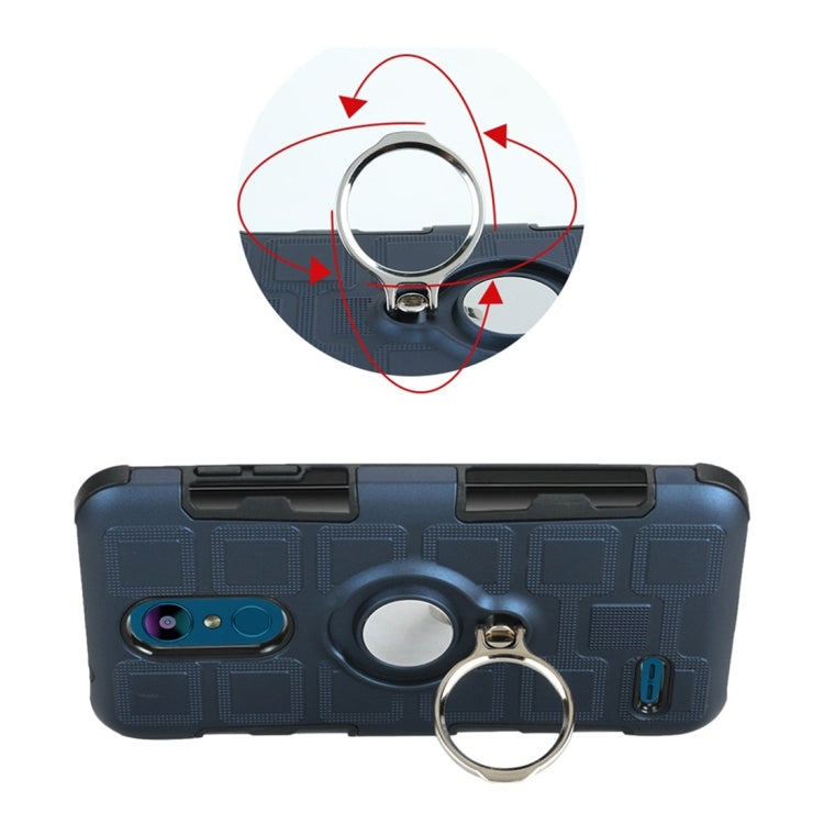 For LG K8 (2018) 3 In 1 Cube PC + TPU Protective Case with 360 Degrees Rotate Silver Ring Holder