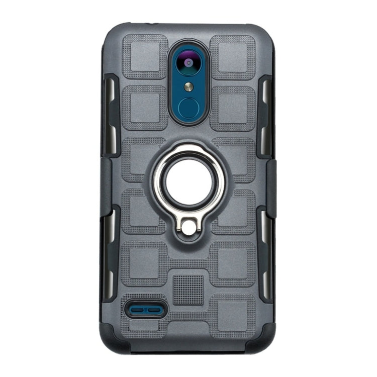 For LG K8 (2018) 3 In 1 Cube PC + TPU Protective Case with 360 Degrees Rotate Silver Ring Holder