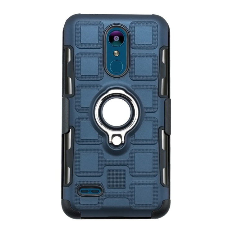 For LG K8 (2018) 3 In 1 Cube PC + TPU Protective Case with 360 Degrees Rotate Silver Ring Holder