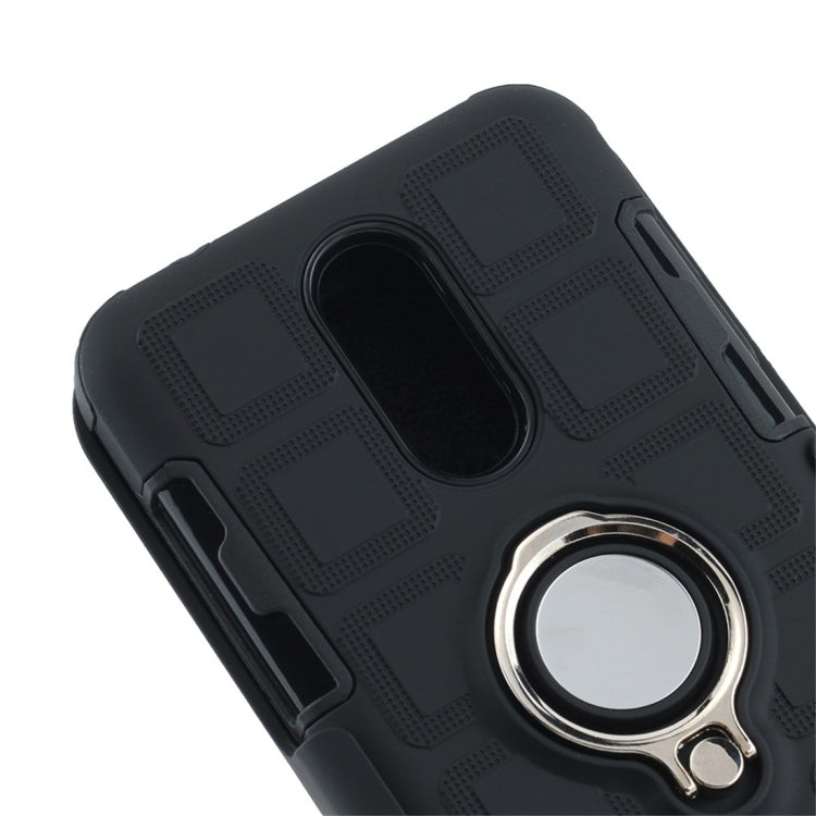For LG K8 (2018) 3 In 1 Cube PC + TPU Protective Case with 360 Degrees Rotate Silver Ring Holder