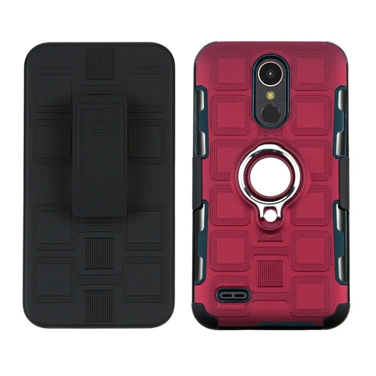 For LG K10 (2017) EU / US Version 3 In 1 Cube PC + TPU Protective Case with 360 Degrees Rotate Silver Ring Holder
