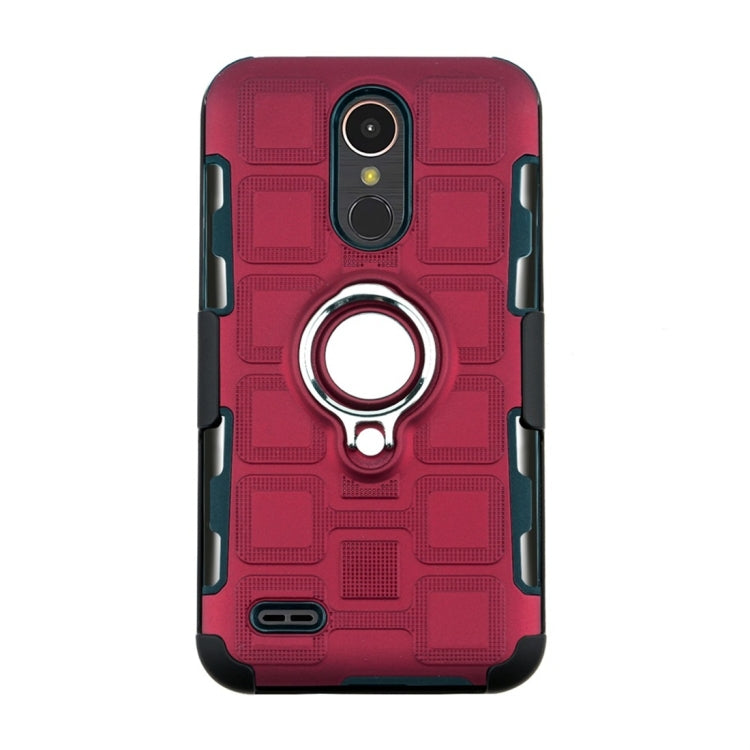 For LG K10 (2017) EU / US Version 3 In 1 Cube PC + TPU Protective Case with 360 Degrees Rotate Silver Ring Holder