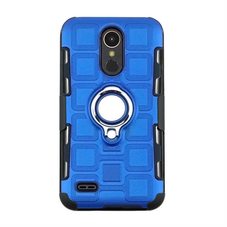 For LG K10 (2017) EU / US Version 3 In 1 Cube PC + TPU Protective Case with 360 Degrees Rotate Silver Ring Holder