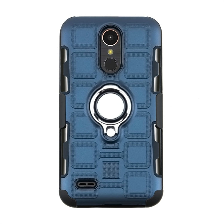 For LG K10 (2017) EU / US Version 3 In 1 Cube PC + TPU Protective Case with 360 Degrees Rotate Silver Ring Holder