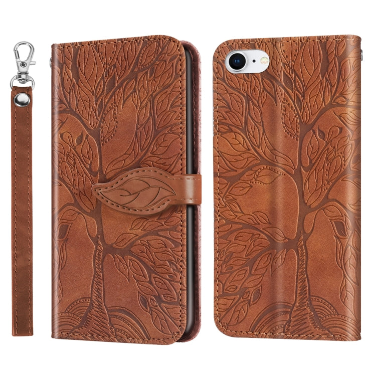 Life of Tree Embossing Pattern Horizontal Flip Leather Case with Holder & Card Slot & Wallet & Photo Frame & Lanyard For iPhone 8 & 7