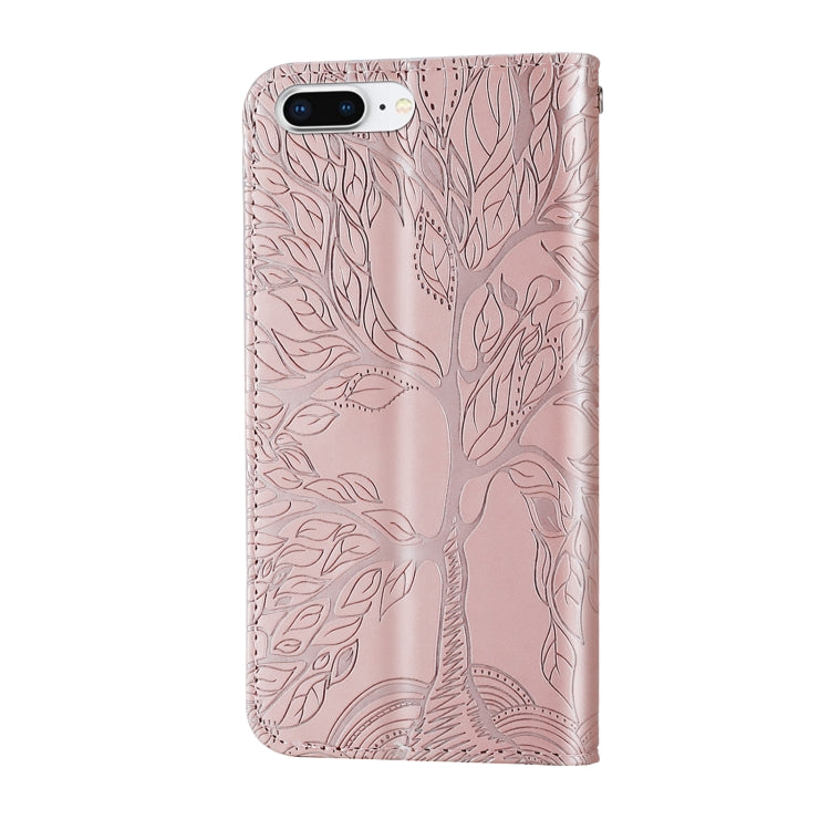 Life of Tree Embossing Pattern Horizontal Flip Leather Case with Holder & Card Slot & Wallet & Photo Frame & Lanyard For iPhone 8 Plus & 7 Plus
