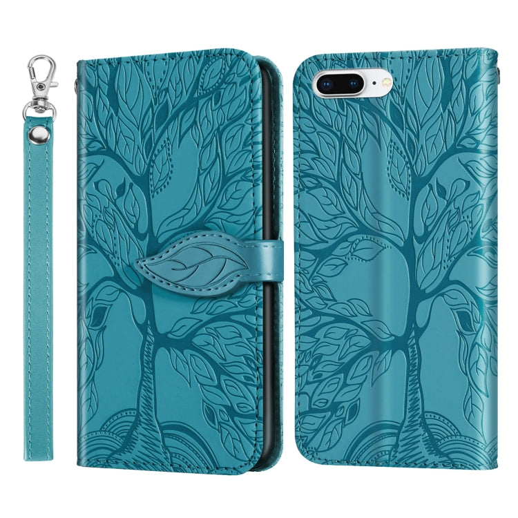 Life of Tree Embossing Pattern Horizontal Flip Leather Case with Holder & Card Slot & Wallet & Photo Frame & Lanyard For iPhone 8 Plus & 7 Plus