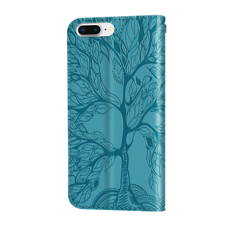 Life of Tree Embossing Pattern Horizontal Flip Leather Case with Holder & Card Slot & Wallet & Photo Frame & Lanyard For iPhone 8 Plus & 7 Plus