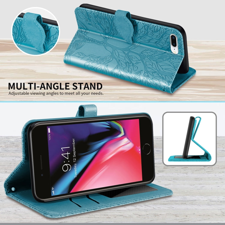 Life of Tree Embossing Pattern Horizontal Flip Leather Case with Holder & Card Slot & Wallet & Photo Frame & Lanyard For iPhone 8 Plus & 7 Plus