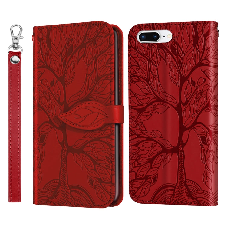 Life of Tree Embossing Pattern Horizontal Flip Leather Case with Holder & Card Slot & Wallet & Photo Frame & Lanyard For iPhone 8 Plus & 7 Plus