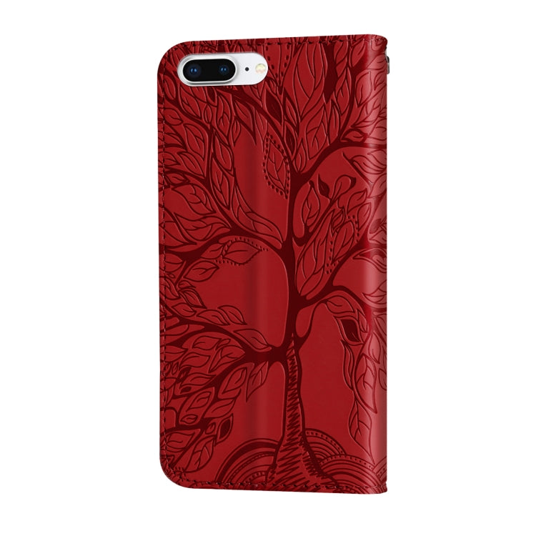 Life of Tree Embossing Pattern Horizontal Flip Leather Case with Holder & Card Slot & Wallet & Photo Frame & Lanyard For iPhone 8 Plus & 7 Plus