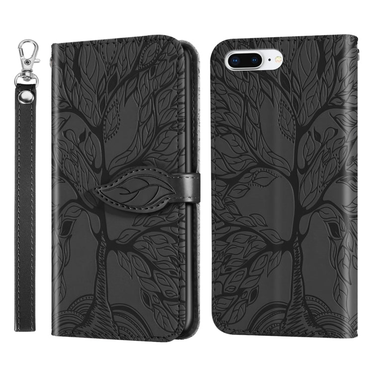 Life of Tree Embossing Pattern Horizontal Flip Leather Case with Holder & Card Slot & Wallet & Photo Frame & Lanyard For iPhone 8 Plus & 7 Plus