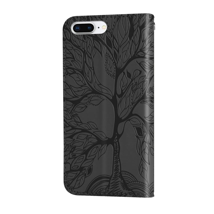 Life of Tree Embossing Pattern Horizontal Flip Leather Case with Holder & Card Slot & Wallet & Photo Frame & Lanyard For iPhone 8 Plus & 7 Plus