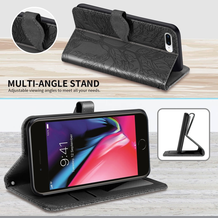 Life of Tree Embossing Pattern Horizontal Flip Leather Case with Holder & Card Slot & Wallet & Photo Frame & Lanyard For iPhone 8 Plus & 7 Plus