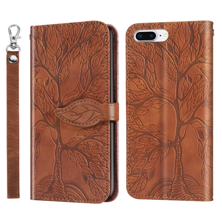 Life of Tree Embossing Pattern Horizontal Flip Leather Case with Holder & Card Slot & Wallet & Photo Frame & Lanyard For iPhone 8 Plus & 7 Plus