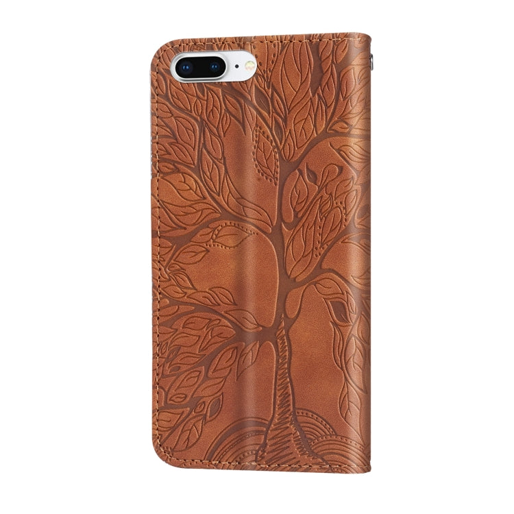 Life of Tree Embossing Pattern Horizontal Flip Leather Case with Holder & Card Slot & Wallet & Photo Frame & Lanyard For iPhone 8 Plus & 7 Plus