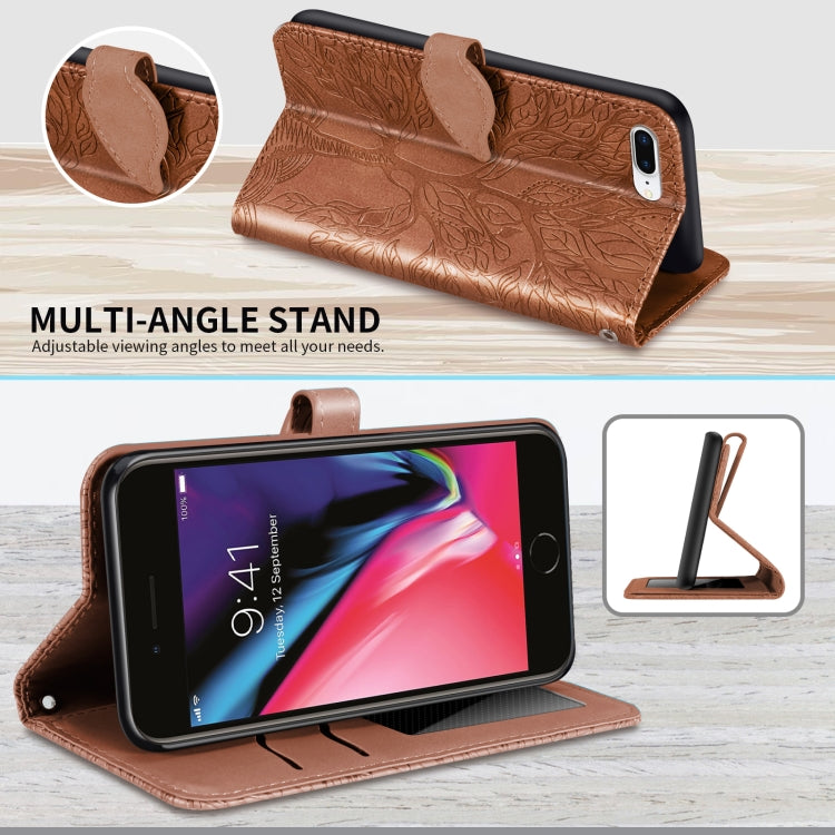 Life of Tree Embossing Pattern Horizontal Flip Leather Case with Holder & Card Slot & Wallet & Photo Frame & Lanyard For iPhone 8 Plus & 7 Plus