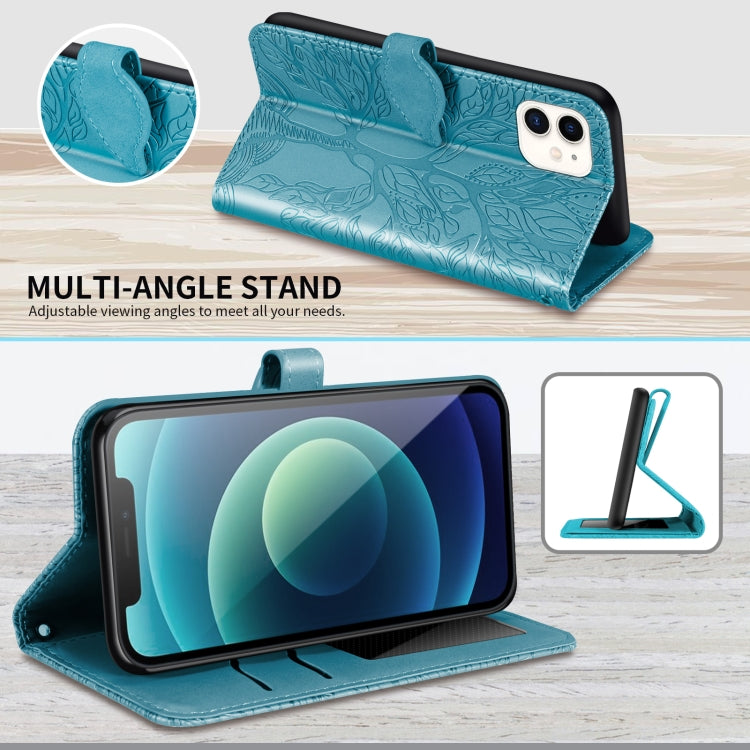 For iPhone 11 Life of Tree Embossing Pattern Horizontal Flip Leather Case with Holder & Card Slot & Wallet & Photo Frame & Lanyard
