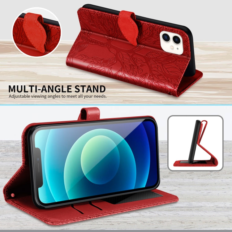 For iPhone 11 Life of Tree Embossing Pattern Horizontal Flip Leather Case with Holder & Card Slot & Wallet & Photo Frame & Lanyard
