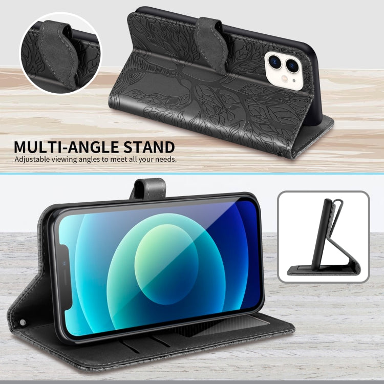 For iPhone 11 Life of Tree Embossing Pattern Horizontal Flip Leather Case with Holder & Card Slot & Wallet & Photo Frame & Lanyard