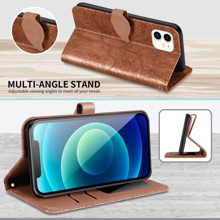 For iPhone 11 Life of Tree Embossing Pattern Horizontal Flip Leather Case with Holder & Card Slot & Wallet & Photo Frame & Lanyard
