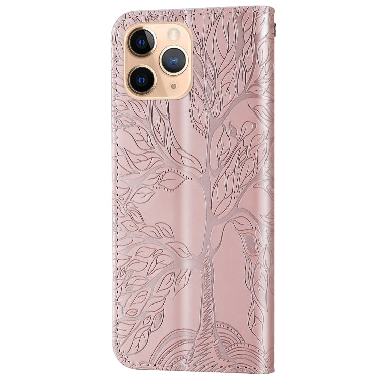 For iPhone 11 Pro Max Life of Tree Embossing Pattern Horizontal Flip Leather Case with Holder & Card Slot & Wallet & Photo Frame & Lanyard