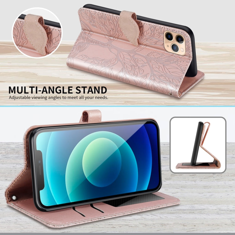 For iPhone 11 Pro Max Life of Tree Embossing Pattern Horizontal Flip Leather Case with Holder & Card Slot & Wallet & Photo Frame & Lanyard