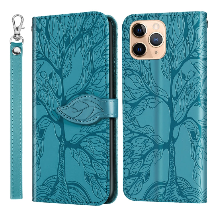 For iPhone 11 Pro Max Life of Tree Embossing Pattern Horizontal Flip Leather Case with Holder & Card Slot & Wallet & Photo Frame & Lanyard