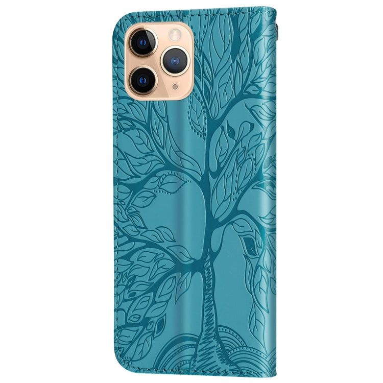 For iPhone 11 Pro Max Life of Tree Embossing Pattern Horizontal Flip Leather Case with Holder & Card Slot & Wallet & Photo Frame & Lanyard