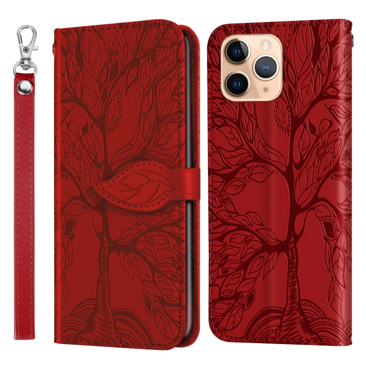 For iPhone 11 Pro Max Life of Tree Embossing Pattern Horizontal Flip Leather Case with Holder & Card Slot & Wallet & Photo Frame & Lanyard