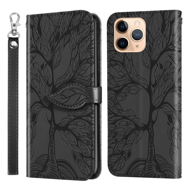For iPhone 11 Pro Max Life of Tree Embossing Pattern Horizontal Flip Leather Case with Holder & Card Slot & Wallet & Photo Frame & Lanyard