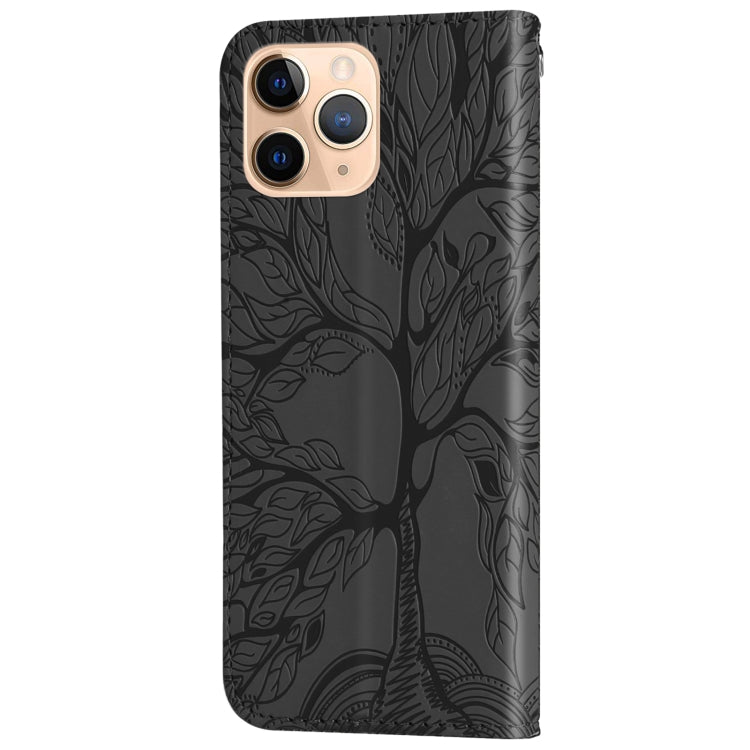 For iPhone 11 Pro Max Life of Tree Embossing Pattern Horizontal Flip Leather Case with Holder & Card Slot & Wallet & Photo Frame & Lanyard