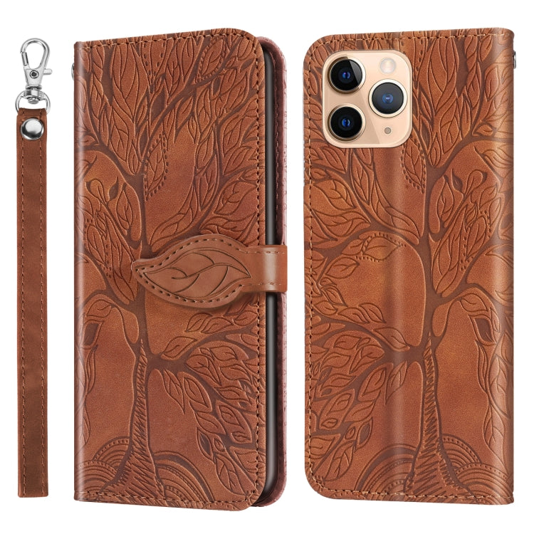 For iPhone 11 Pro Max Life of Tree Embossing Pattern Horizontal Flip Leather Case with Holder & Card Slot & Wallet & Photo Frame & Lanyard