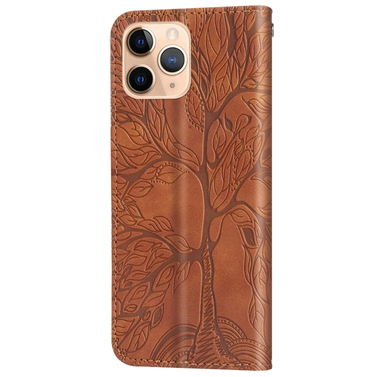 For iPhone 11 Pro Max Life of Tree Embossing Pattern Horizontal Flip Leather Case with Holder & Card Slot & Wallet & Photo Frame & Lanyard