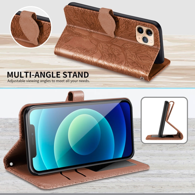 For iPhone 11 Pro Max Life of Tree Embossing Pattern Horizontal Flip Leather Case with Holder & Card Slot & Wallet & Photo Frame & Lanyard
