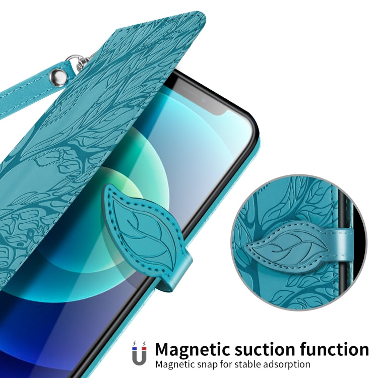 For iPhone X / XS Life of Tree Embossing Pattern Horizontal Flip Leather Case with Holder & Card Slot & Wallet & Photo Frame & Lanyard
