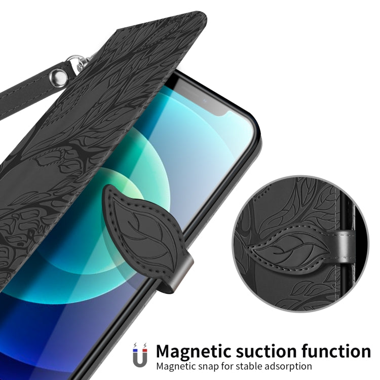 For iPhone X / XS Life of Tree Embossing Pattern Horizontal Flip Leather Case with Holder & Card Slot & Wallet & Photo Frame & Lanyard